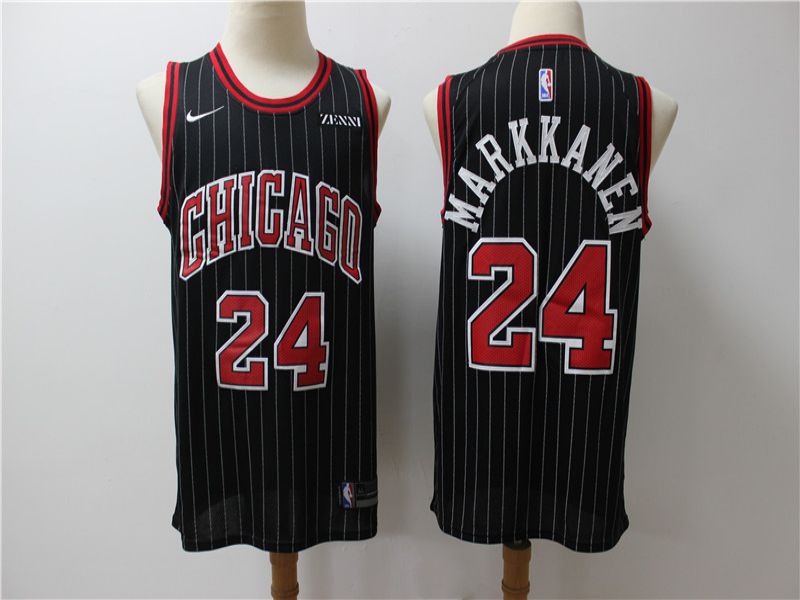 Men Chicago Bulls #24 Markkanen Black Game Nike NBA Jerseys